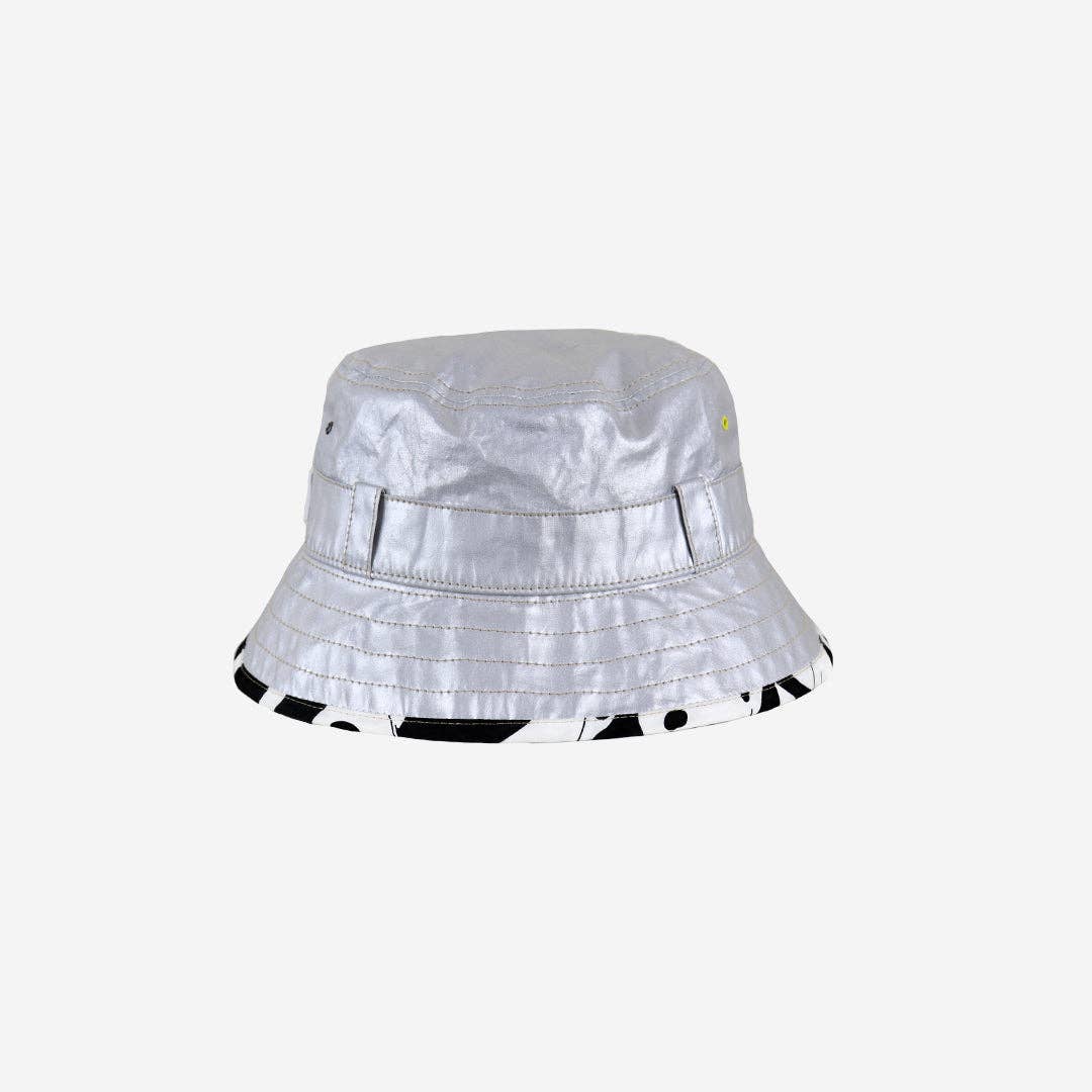 The Adventurer: Silver: Silver Kids Bucket Hat with Chin Strap