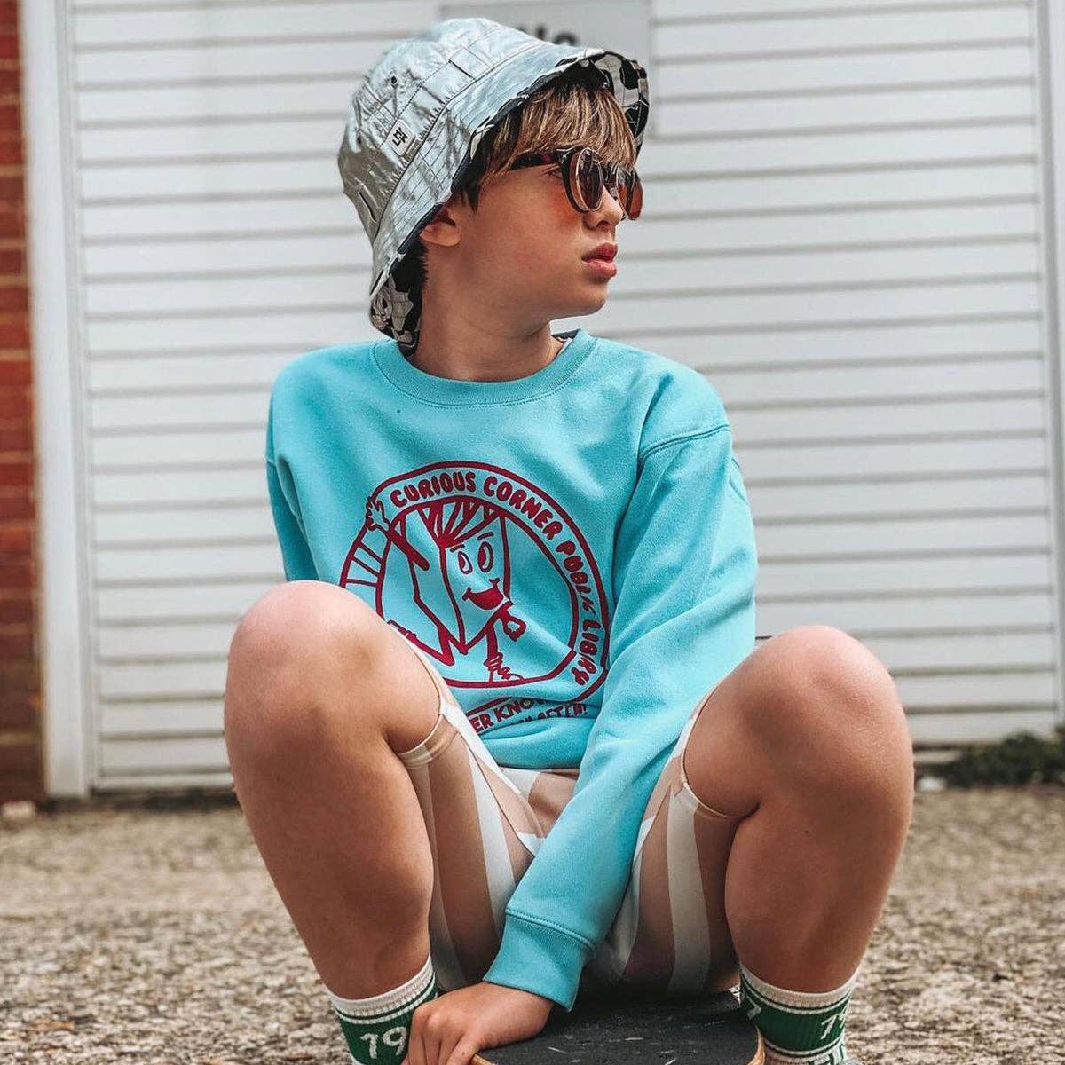 The Adventurer: Silver: Silver Kids Bucket Hat with Chin Strap