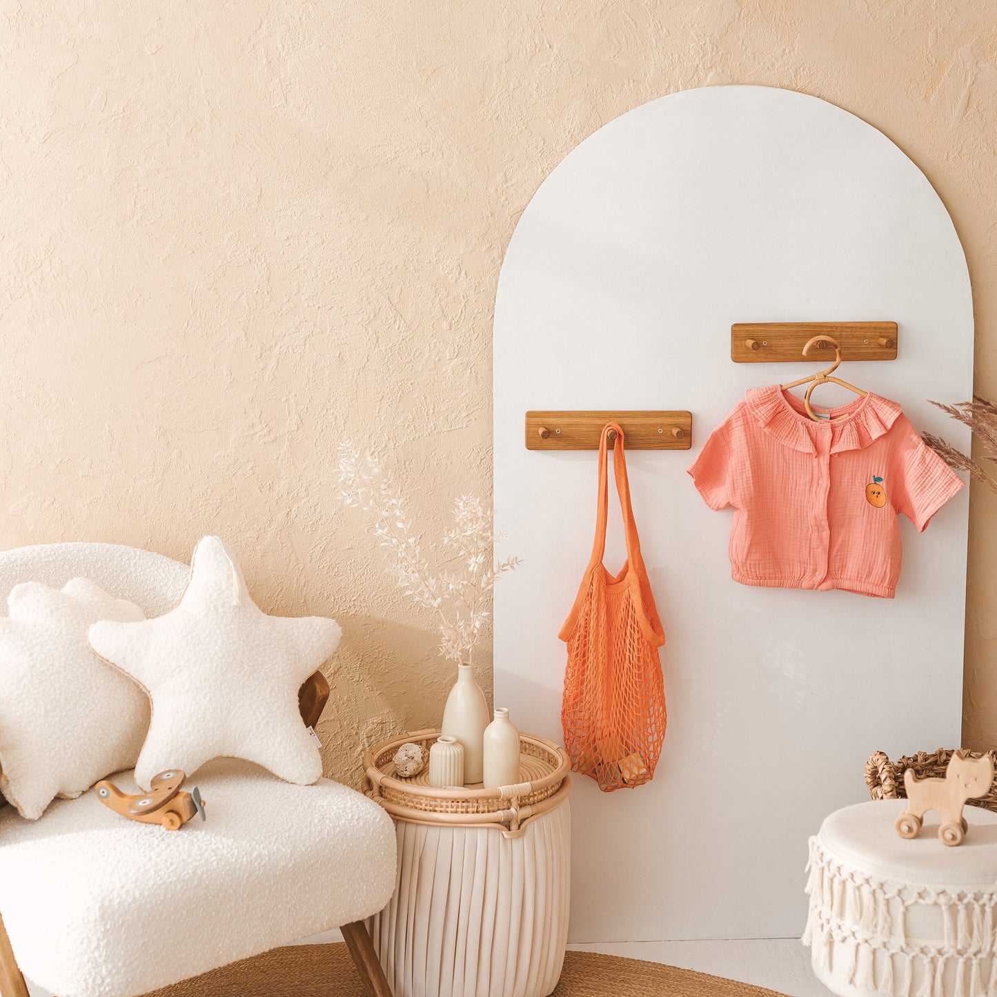 MINICAMP Solid Oak Peg Rail Hanger | PACK of 2