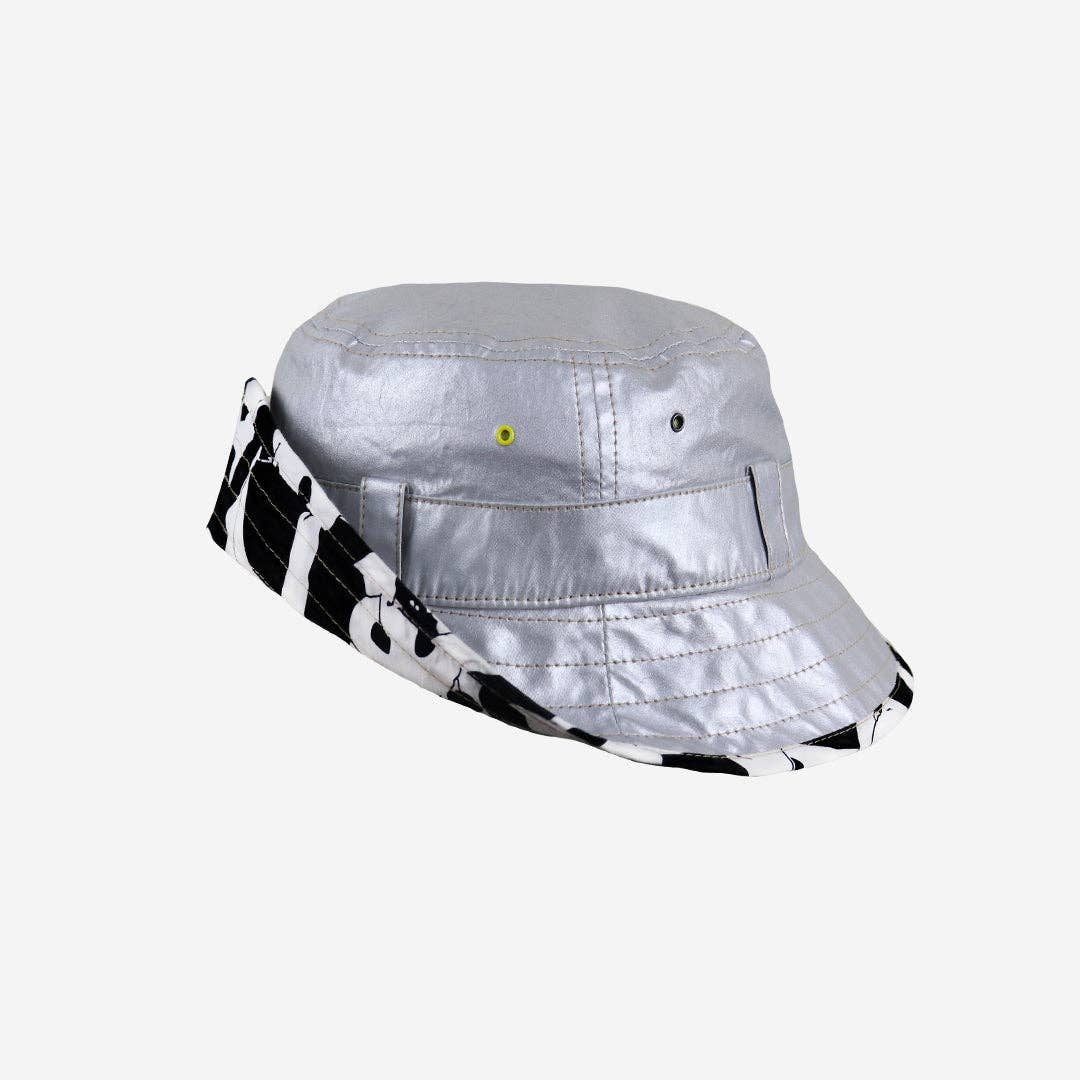 The Adventurer: Silver: Silver Kids Bucket Hat with Chin Strap
