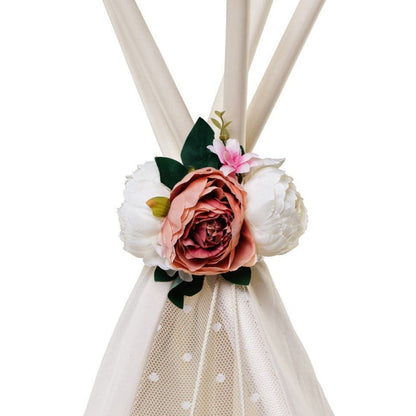 MINICAMP Peony Flower Garland for Teepee & Kids Room Decor | White & Peach