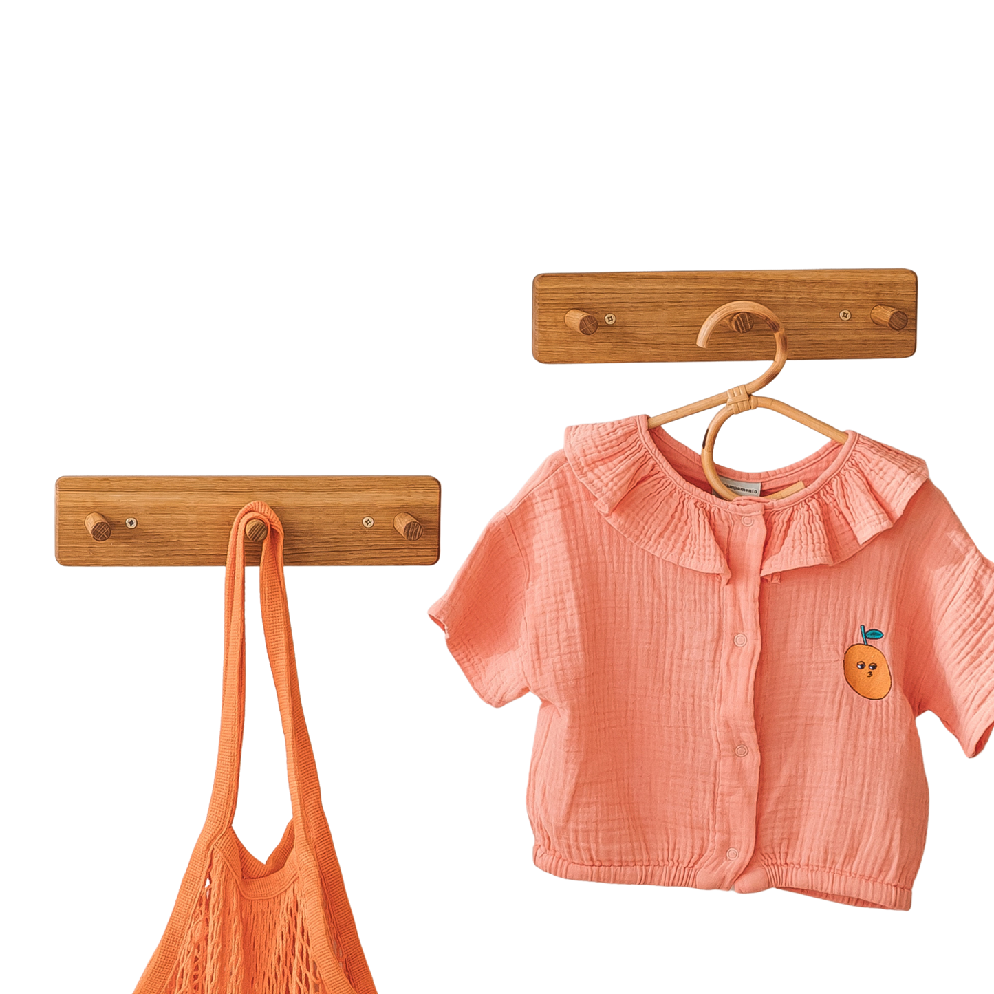 MINICAMP Solid Oak Peg Rail Hanger | PACK of 2