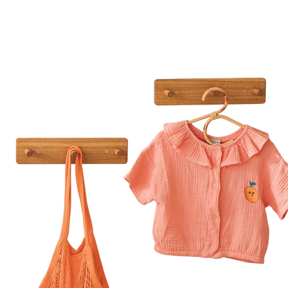 MINICAMP Solid Oak Peg Rail Hanger | PACK of 2