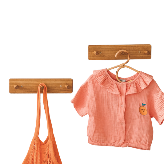MINICAMP Solid Oak Peg Rail Hanger | PACK of 2