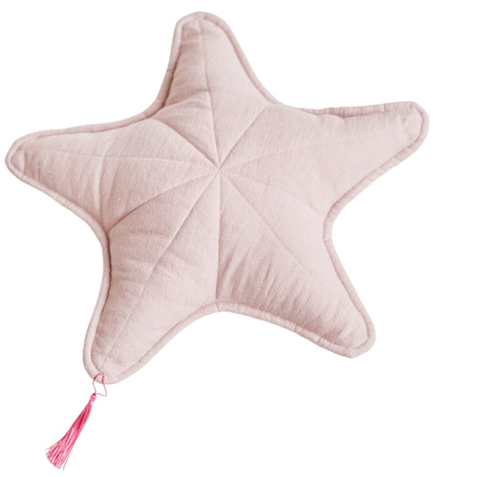 MINICAMP Linen Sea Star Pillow – Pink Throw Pillow for Coastal & Beach Decor