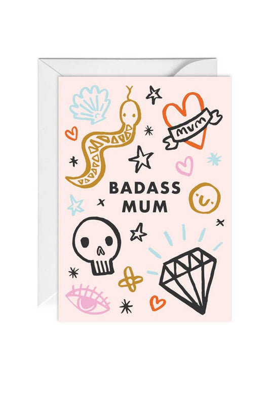 Badass Mum, Mother's Day, Alternative, Greeting Card - Edie And I