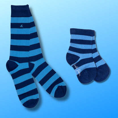 Blue Stripe Matching Bamboo Socks (Adult & Child) - Edie And I