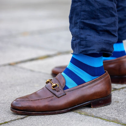 Blue Stripe Matching Bamboo Socks (Adult & Child) - Edie And I
