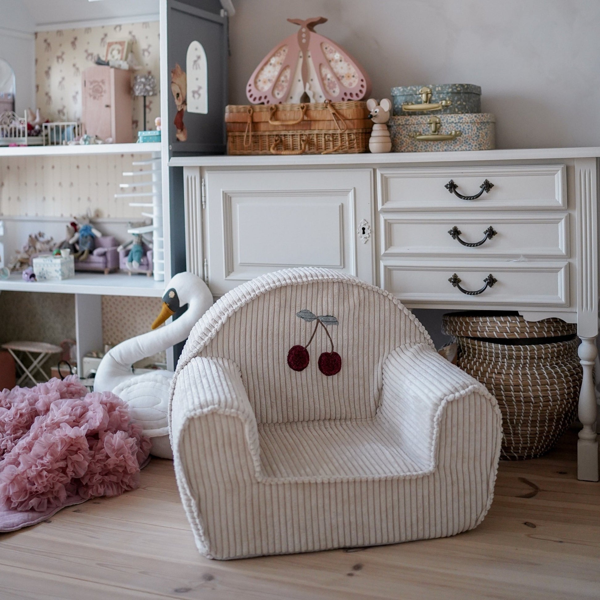 Children's Corduroy Armchair - Cherry - Edie And I
