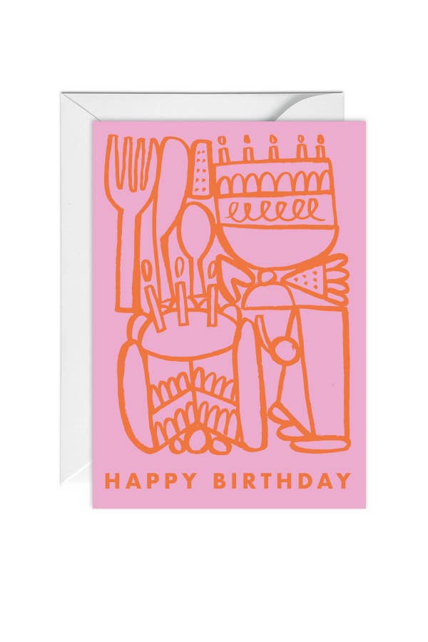 Happy Birthday, Cake, Pink, Greeting Card - Edie And I