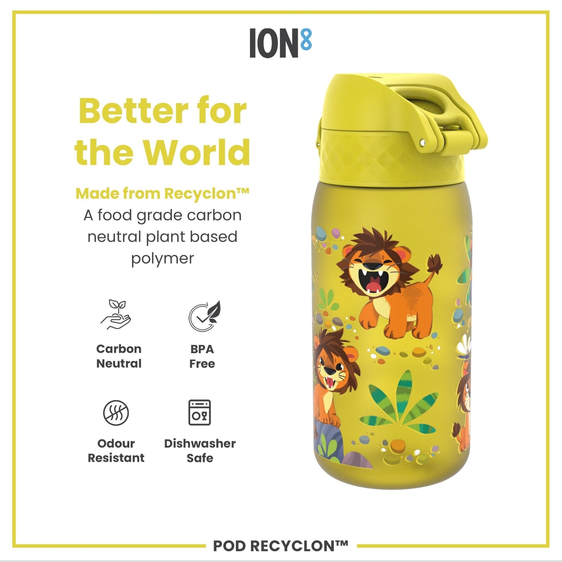 Leak Proof Kids Water Bottle, Recyclon, Baby Lions, 350ml (12oz) - Edie And I