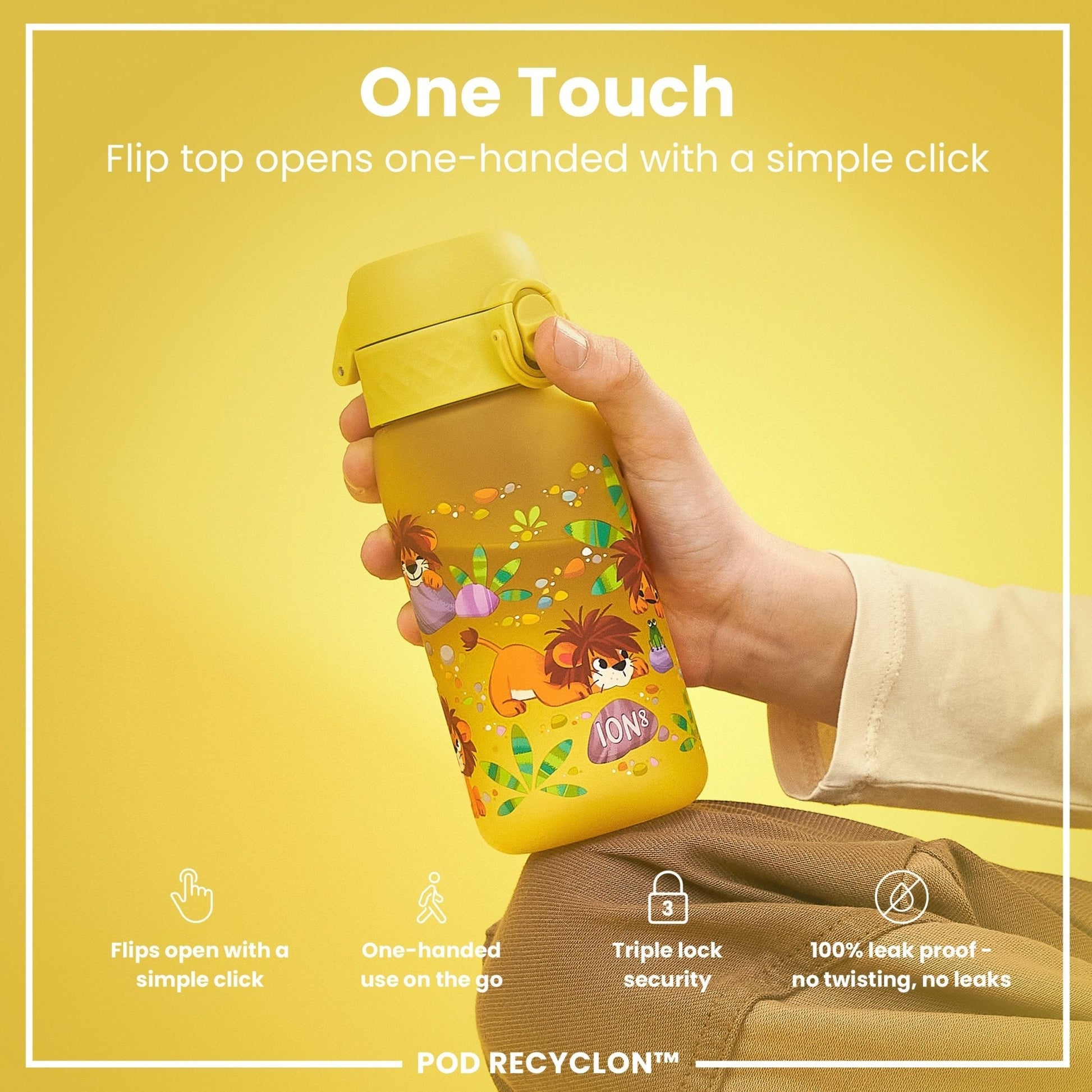 Leak Proof Kids Water Bottle, Recyclon, Baby Lions, 350ml (12oz) - Edie And I