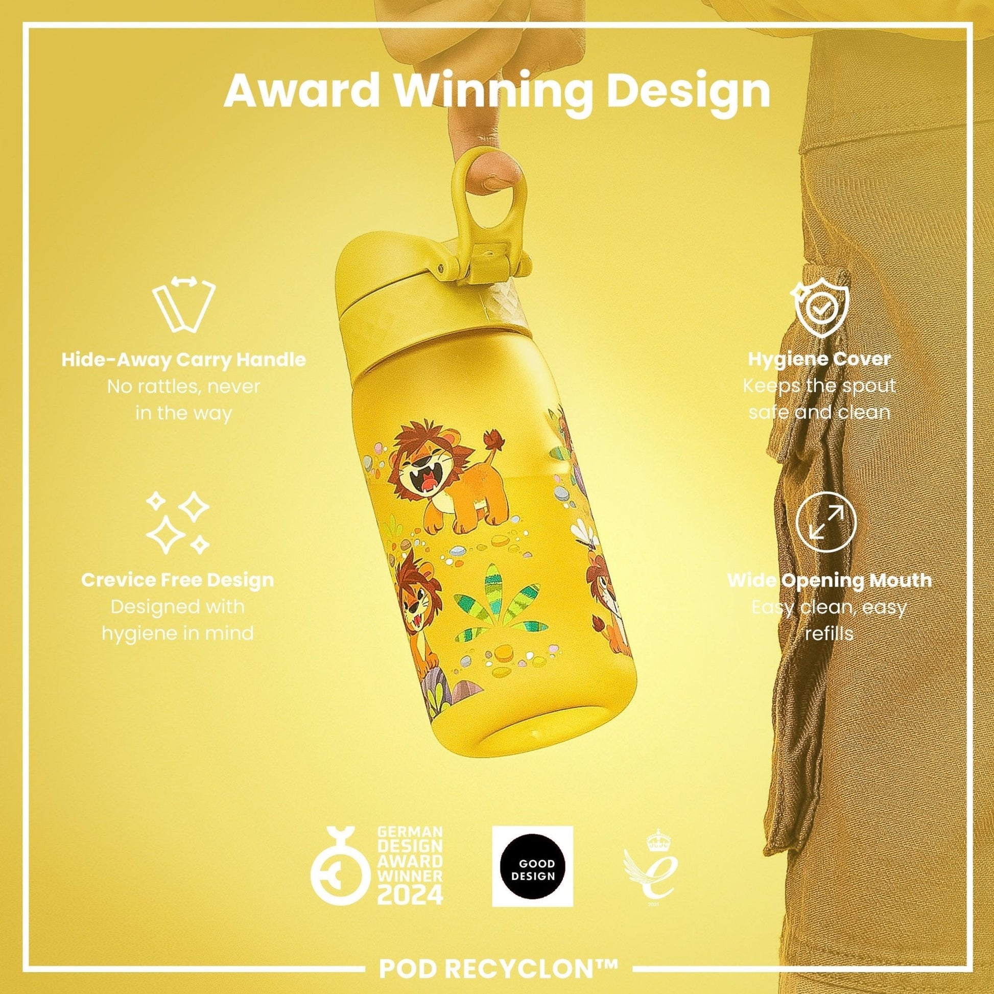 Leak Proof Kids Water Bottle, Recyclon, Baby Lions, 350ml (12oz) - Edie And I