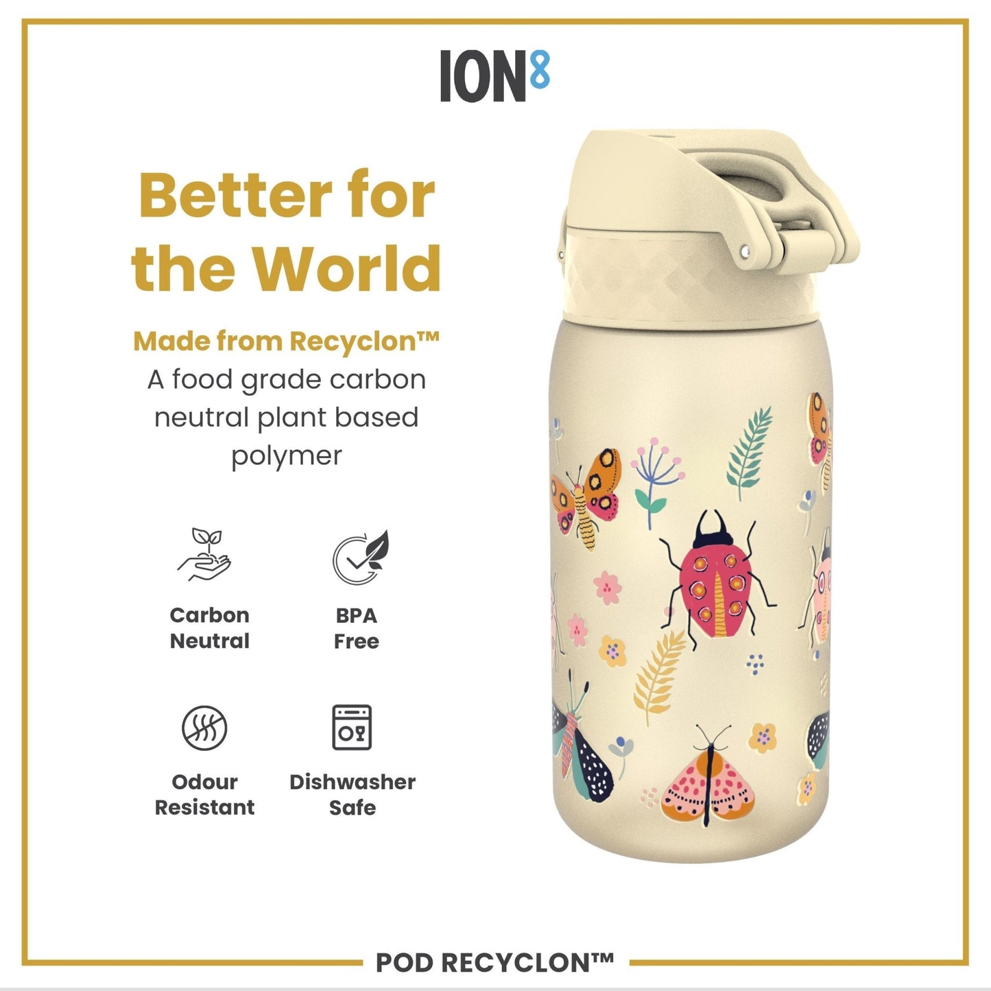Leak Proof Kids Water Bottle, Recyclon, Bugs Life, 350ml (12oz) - Edie And I