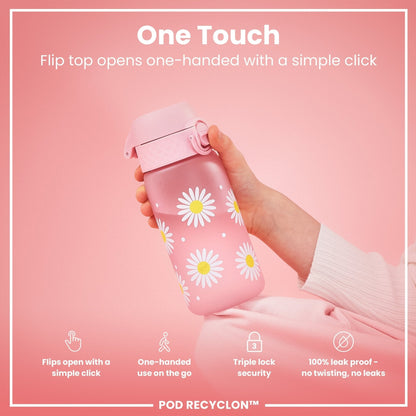 Leak Proof Kids Water Bottle, Recyclon, Daisies, 350ml (12oz) - Edie And I