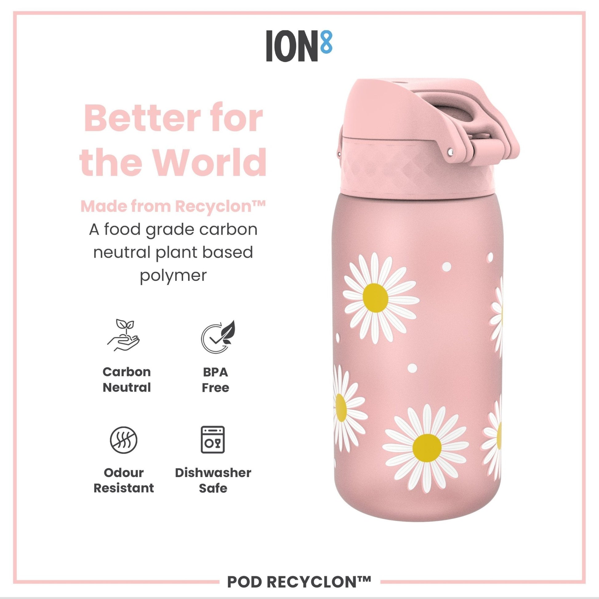 Leak Proof Kids Water Bottle, Recyclon, Daisies, 350ml (12oz) - Edie And I