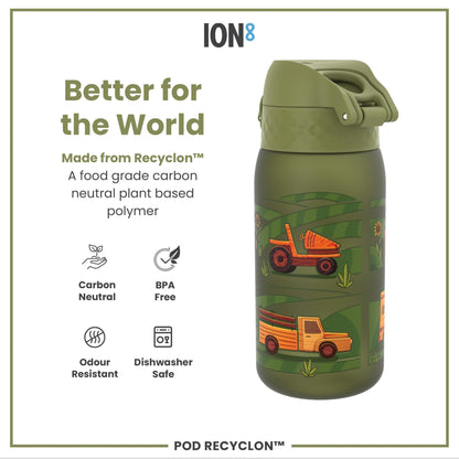Leak Proof Kids Water Bottle, Recyclon, Farming Machines, 350ml (12oz) - Edie And I