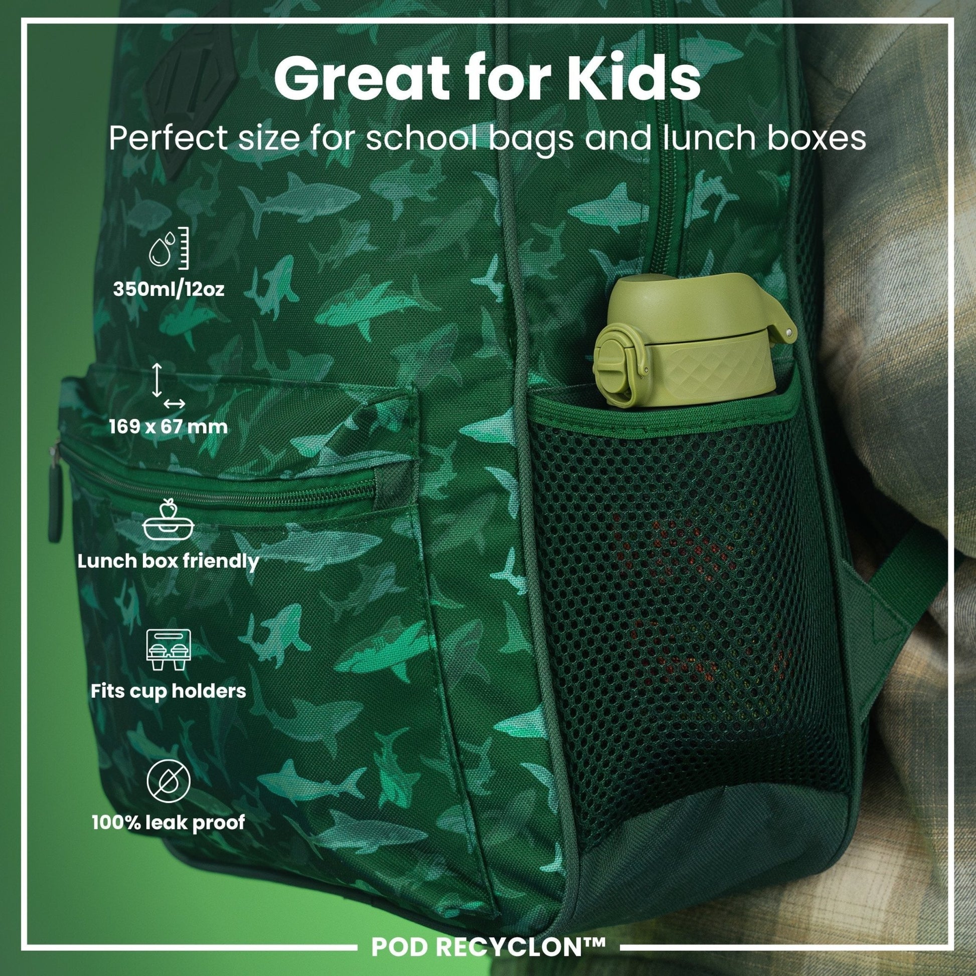 Leak Proof Kids Water Bottle, Recyclon, Farming Machines, 350ml (12oz) - Edie And I