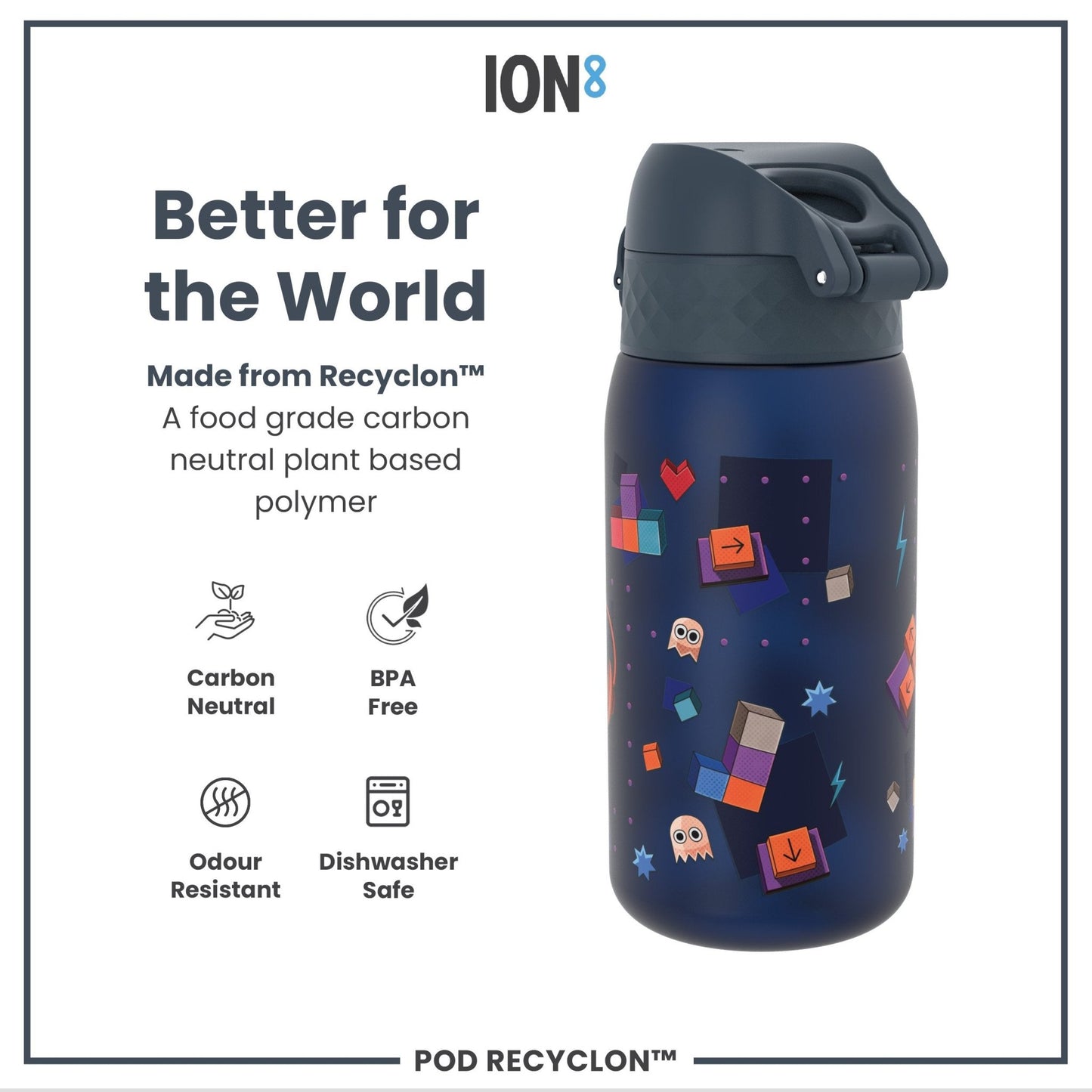 Leak Proof Kids Water Bottle, Recyclon, Gamer, 350ml (12oz) - Edie And I
