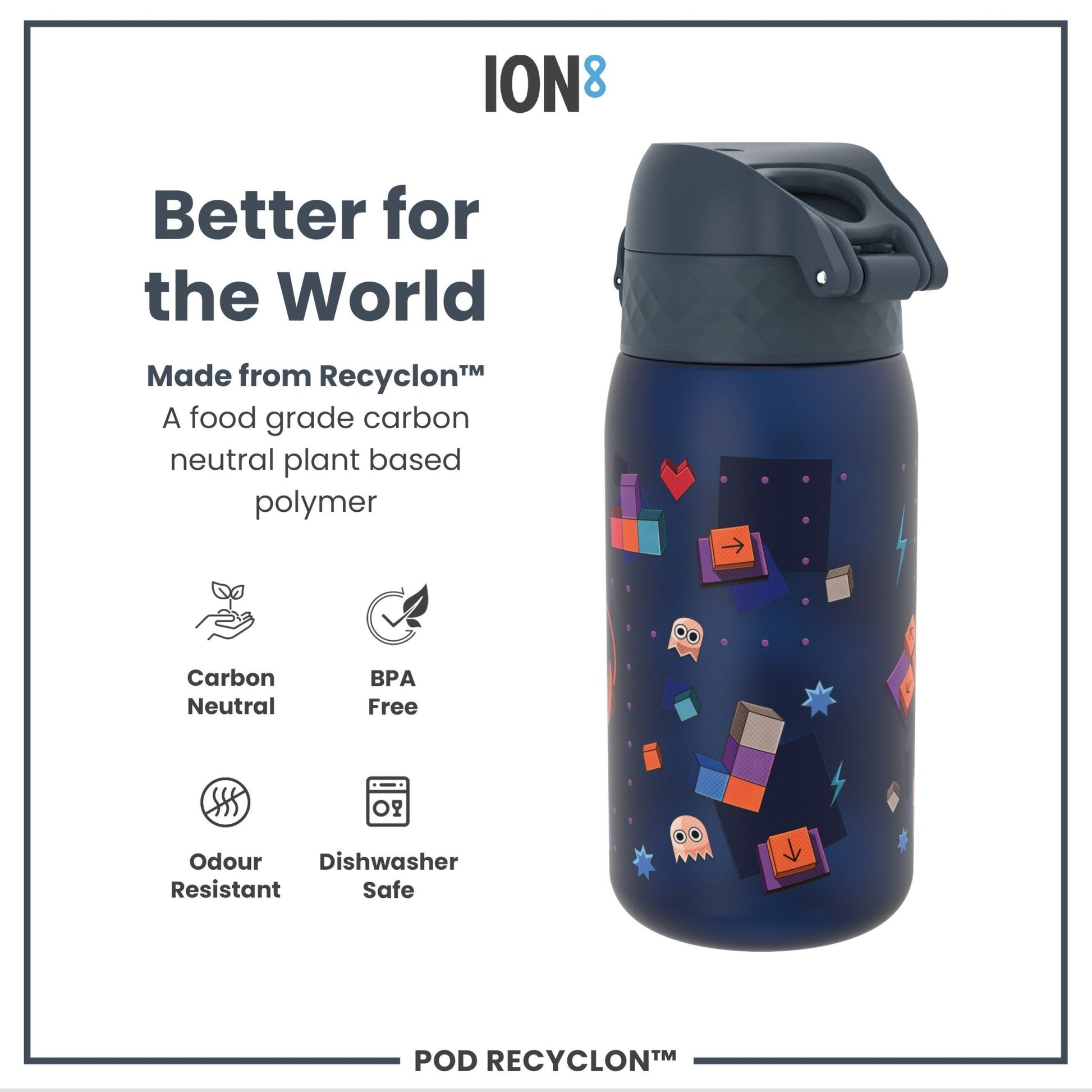 Leak Proof Kids Water Bottle, Recyclon, Gamer, 350ml (12oz) - Edie And I
