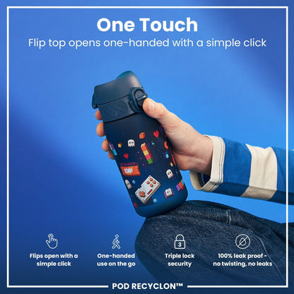 Leak Proof Kids Water Bottle, Recyclon, Gamer, 350ml (12oz) - Edie And I
