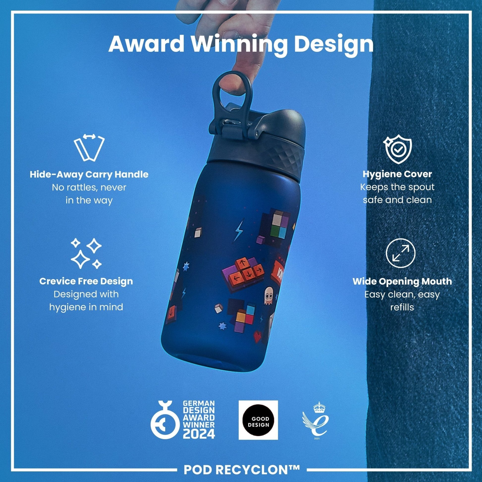 Leak Proof Kids Water Bottle, Recyclon, Gamer, 350ml (12oz) - Edie And I