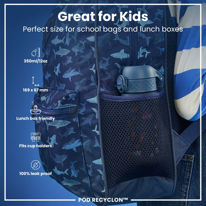 Leak Proof Kids Water Bottle, Recyclon, Gamer, 350ml (12oz) - Edie And I