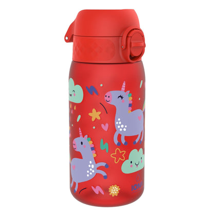 Leak Proof Kids Water Bottle, Recyclon, Red Unicorns, 350ml (12oz) - Edie And I