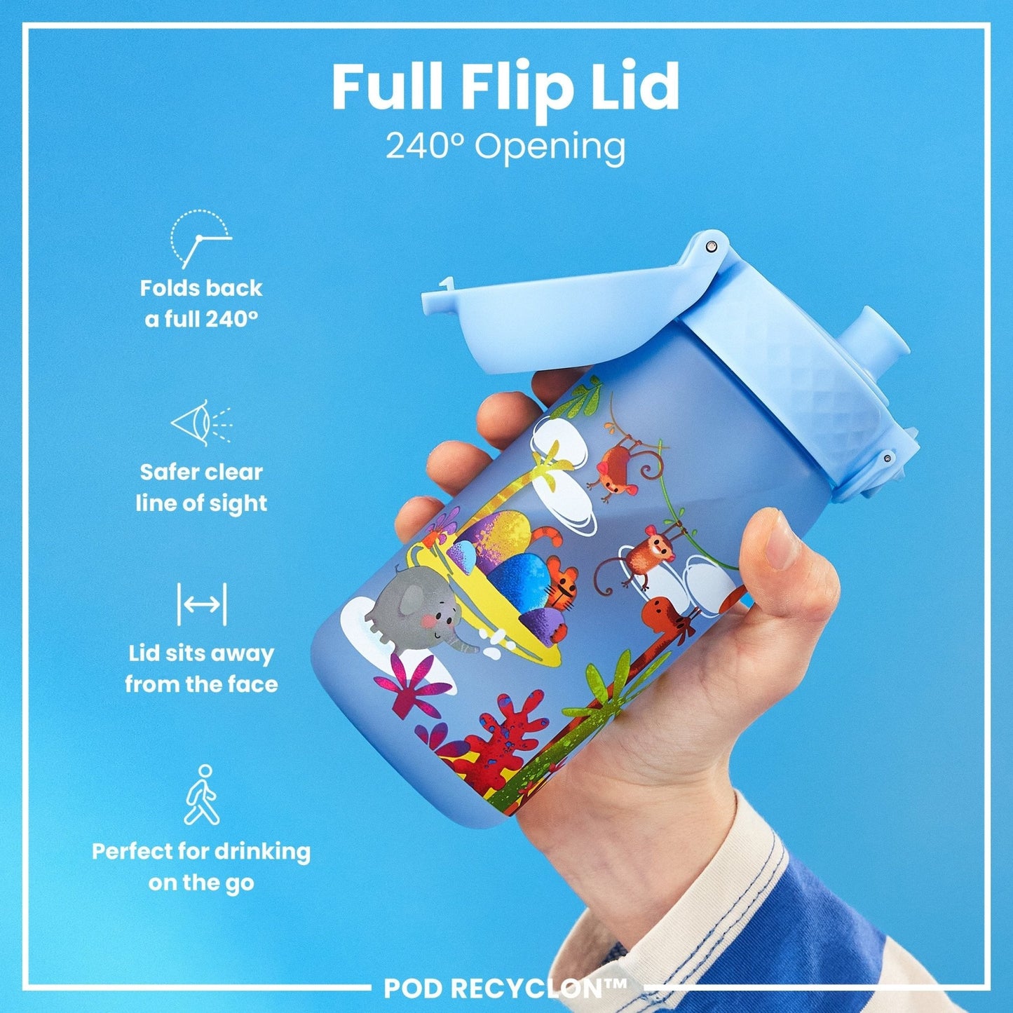 Leak Proof Kids Water Bottle, Recyclon, Safari, 350ml (12oz) - Edie And I