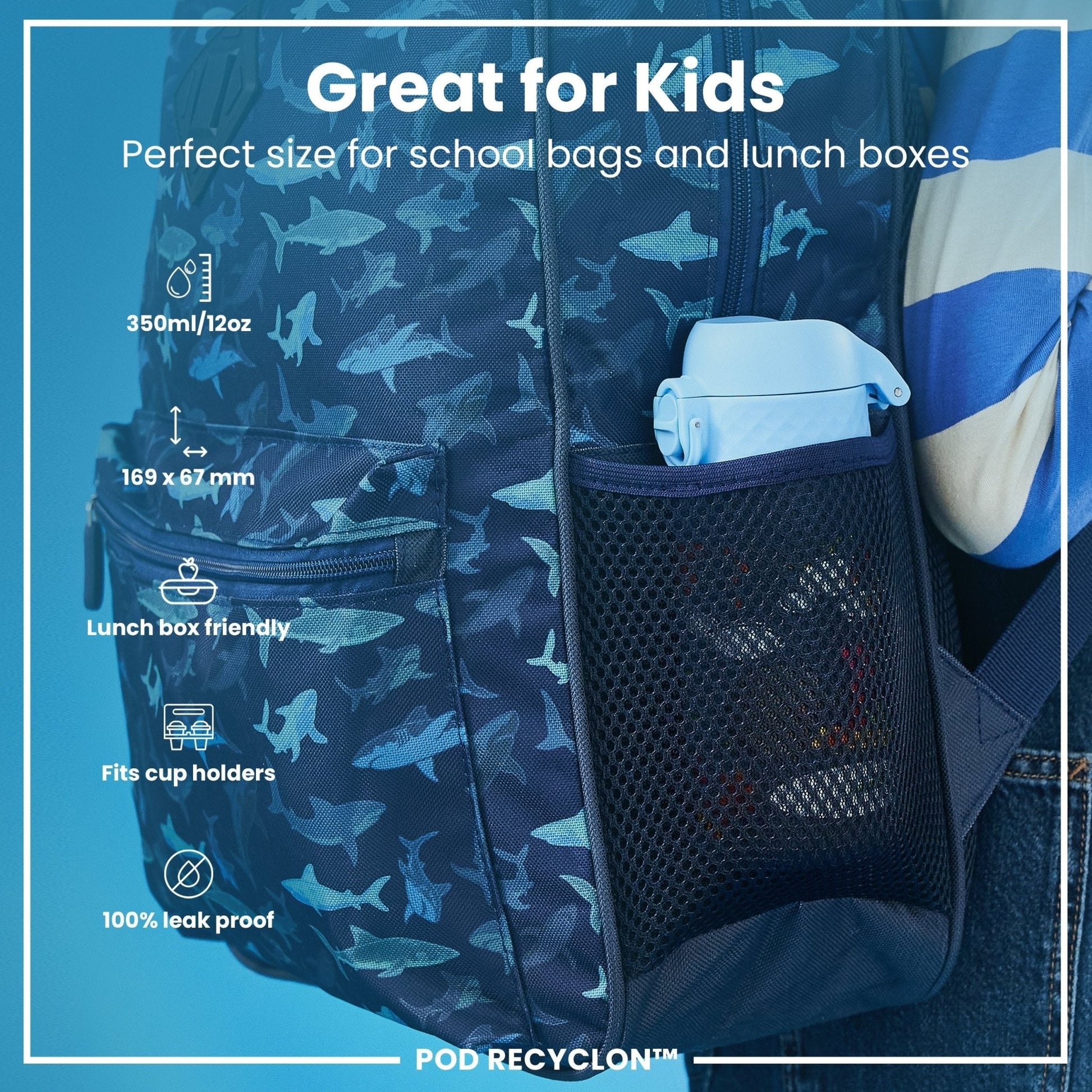 Leak Proof Kids Water Bottle, Recyclon, Safari, 350ml (12oz) - Edie And I