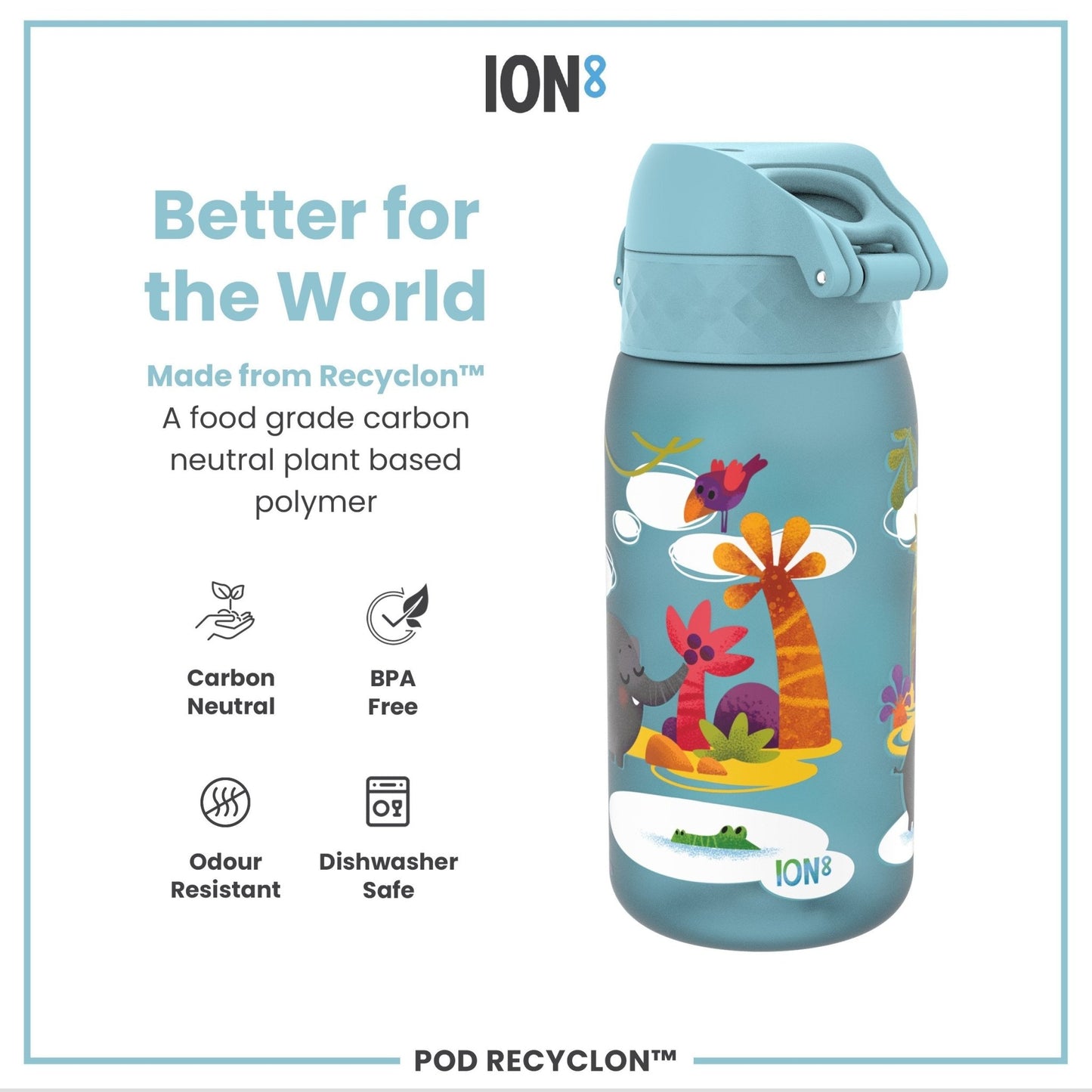 Leak Proof Kids Water Bottle, Recyclon, Safari, 350ml (12oz) - Edie And I