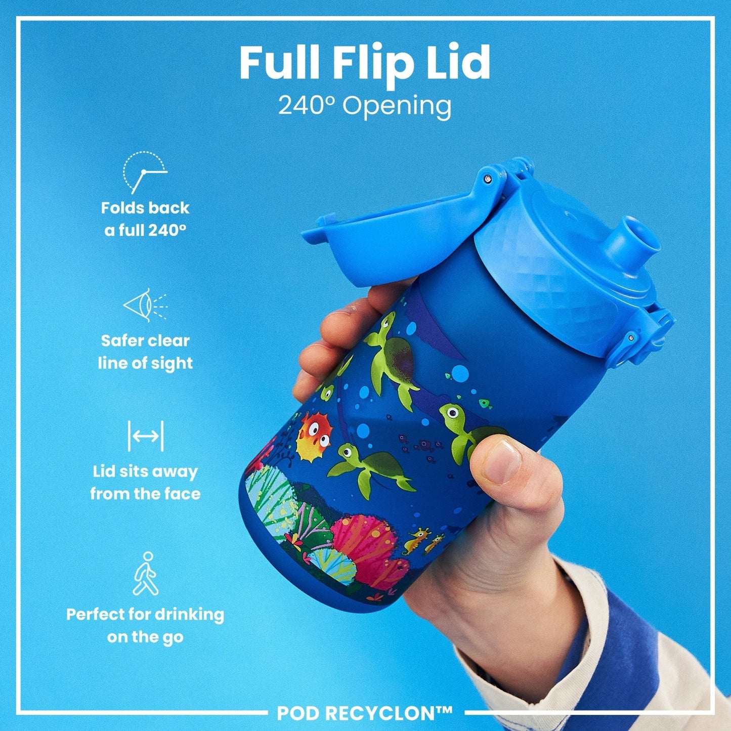 Leak Proof Kids Water Bottle, Recyclon, Sea Turtle, 350ml (12oz) - Edie And I