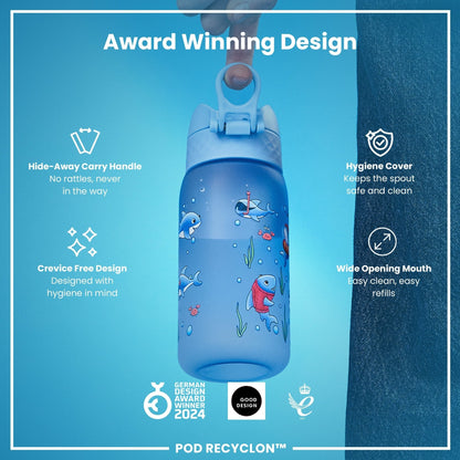 Leak Proof Kids Water Bottle, Recyclon, Sharks, 350ml (12oz) - Edie And I