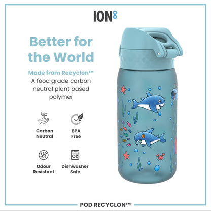 Leak Proof Kids Water Bottle, Recyclon, Sharks, 350ml (12oz) - Edie And I