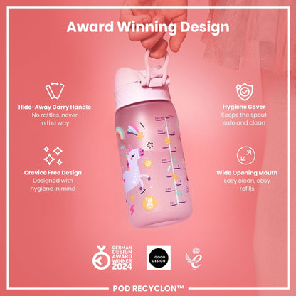 Leak Proof Kids Water Bottle, Recyclon, Unicorns, 350ml (12oz) - Edie And I