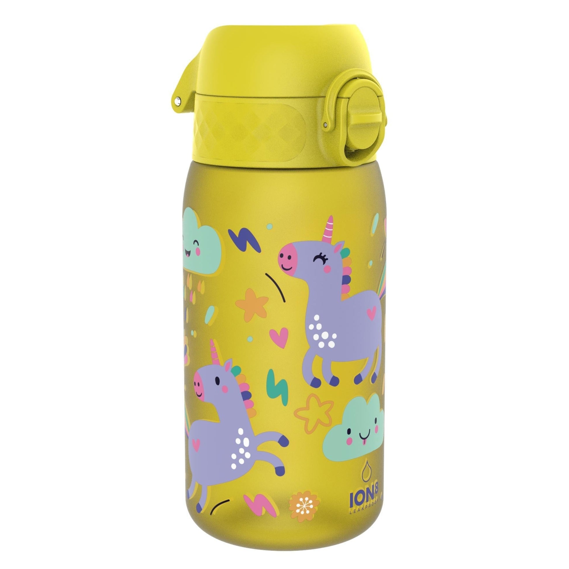 Leak Proof Kids Water Bottle, Recyclon, Yellow Unicorns, 350ml (12oz) - Edie And I