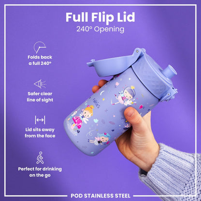 Leak Proof Kids Water Bottle, Stainless Steel, Fairies, 400ml (13oz) - Edie And I