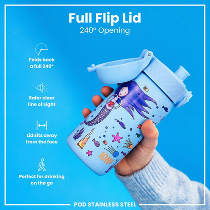 Leak Proof Kids Water Bottle, Stainless Steel, Mermaids, 400ml (13oz) - Edie And I