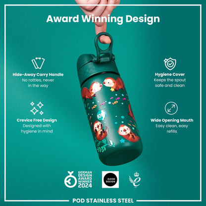 Leak Proof Kids Water Bottle, Stainless Steel, Otters, 400ml (13oz) - Edie And I