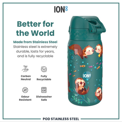 Leak Proof Kids Water Bottle, Stainless Steel, Otters, 400ml (13oz) - Edie And I