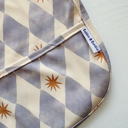 Long Sleeved Baby Bib - Blue Harlequin - Edie And I