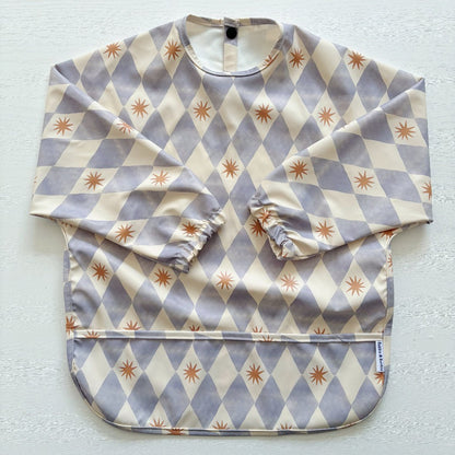 Long Sleeved Baby Bib - Blue Harlequin - Edie And I