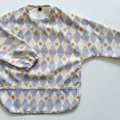 Long Sleeved Baby Bib - Blue Harlequin - Edie And I