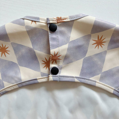 Long Sleeved Baby Bib - Blue Harlequin - Edie And I
