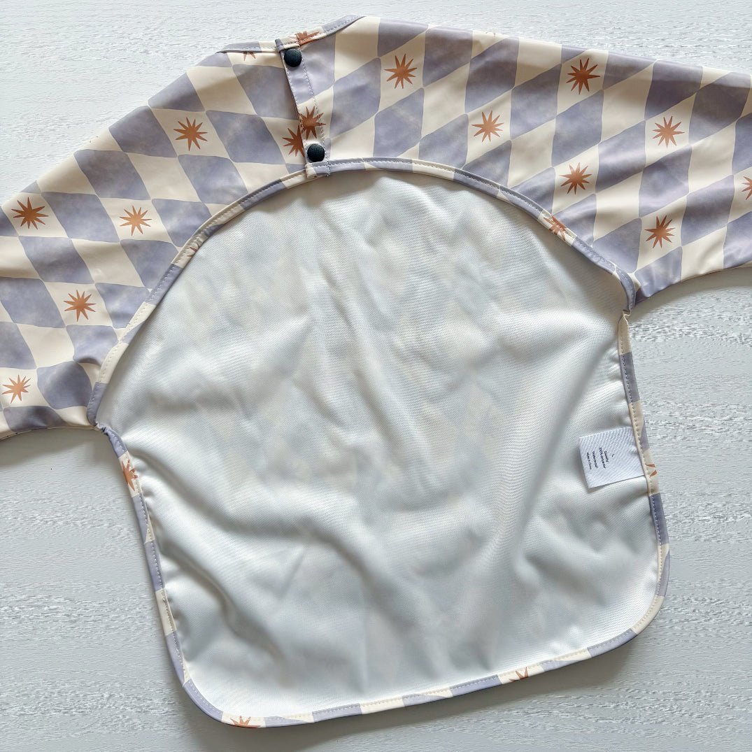 Long Sleeved Baby Bib - Blue Harlequin - Edie And I