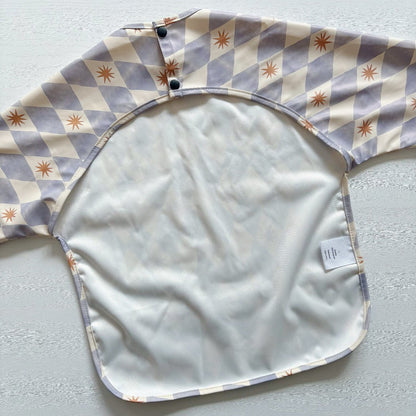 Long Sleeved Baby Bib - Blue Harlequin - Edie And I