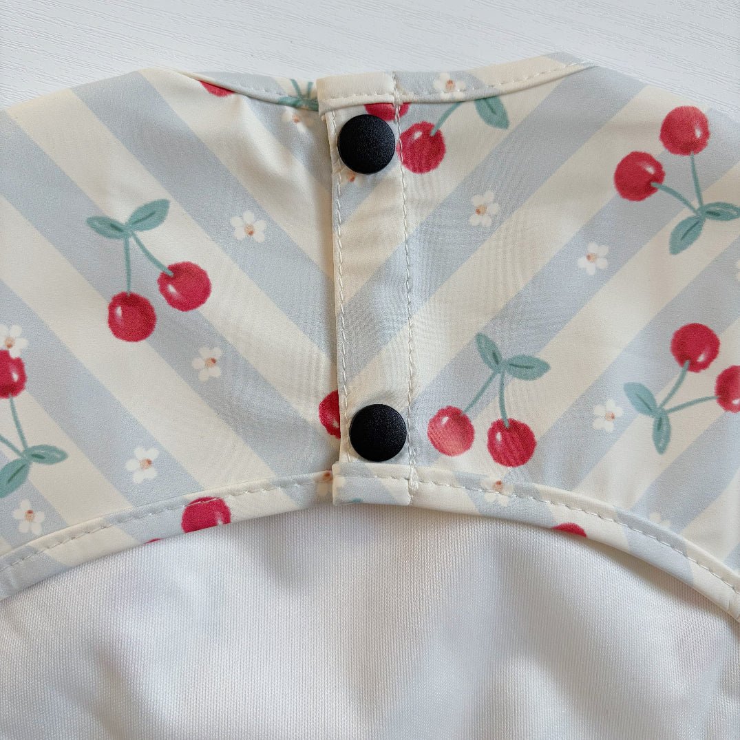 Long Sleeved Baby Bib - Cherry Stripe - Edie And I