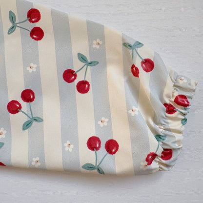 Long Sleeved Baby Bib - Cherry Stripe - Edie And I