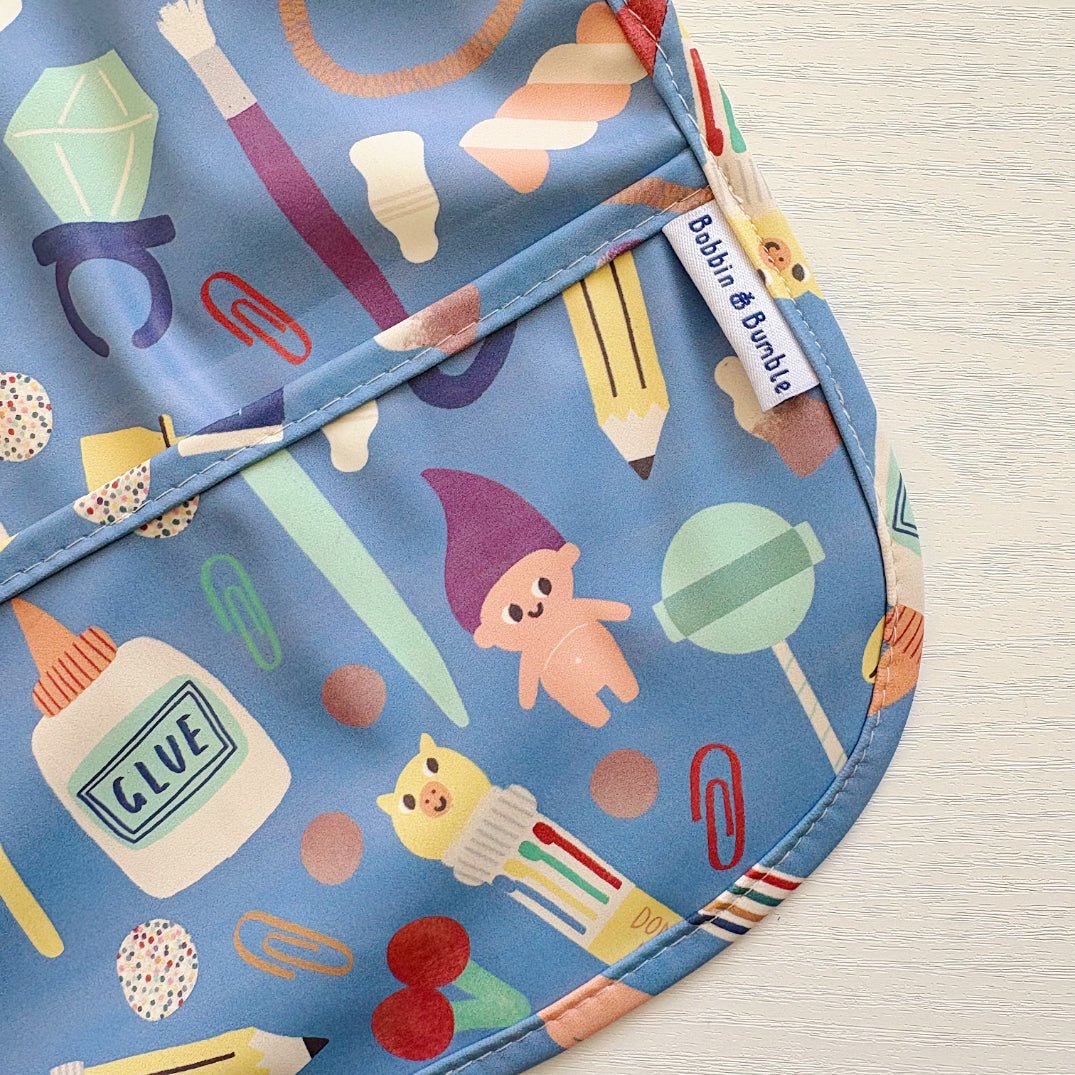Long Sleeved Baby Bib - Crafty Print - Edie And I