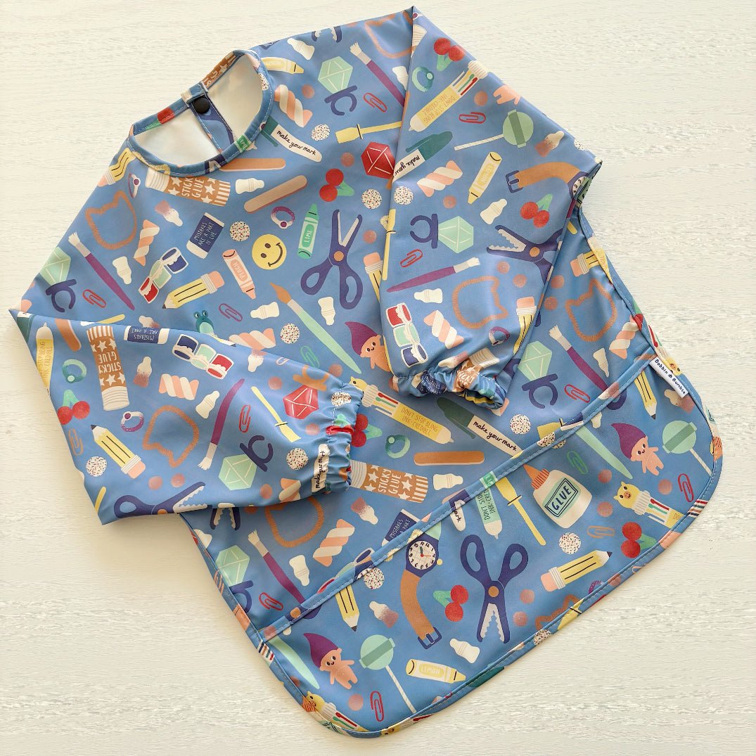Long Sleeved Baby Bib - Crafty Print - Edie And I